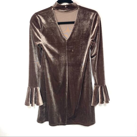 Lucca Couture Bronze Velour Turtleneck Mini Dress XS - Picture 2 of 5